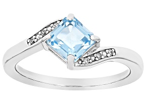 Pre-Owned Sky Blue Topaz Rhodium Over Sterling Silver Bypass Ring 1.22ctw