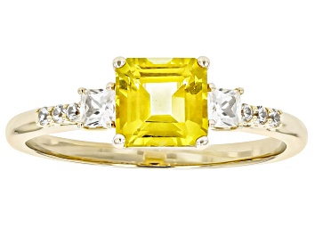 Picture of Pre-Owned Yellow Beryl With White Zircon 10k Yellow Gold Ring 1.28ctw