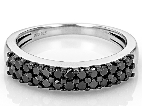Pre-Owned Black Diamond Rhodium Over Sterling Silver Band Ring 0.60ctw