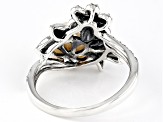 Pre-Owned White Cultured Freshwater Pearl and Marcasite Oxidized Sterling Silver Ring