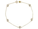 Pre-Owned 10k Yellow Gold & Rhodium Over 10k Yellow Gold Diamond-Cut Station Cable Link Bracelet