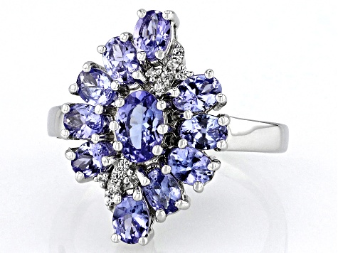 Pre-Owned Blue Tanzanite Rhodium Over Sterling Silver Ring 2.02ctw