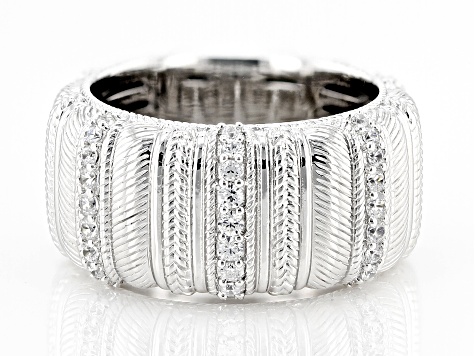 Pre-Owned Judith Ripka Cubic Zirconia Rhodium Over Sterling Silver Haute Collection Ring