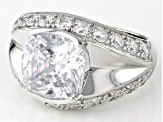 Pre-Owned White Cubic Zirconia Rhodium Over Sterling Silver Ring 8.92ctw