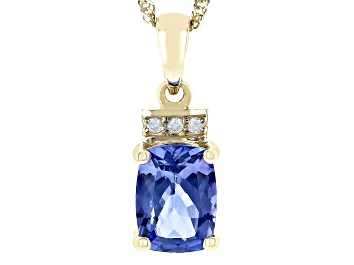 Picture of Pre-Owned Blue Tanzanite 10k Yellow Gold Pendant With Chain 1.18ctw
