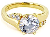 Pre-Owned White Cubic Zirconia 18k Yellow Gold Over Sterling Silver 100 Facet Ring