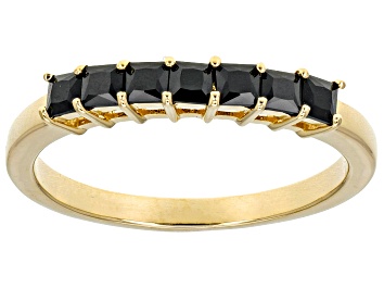 Picture of Pre-Owned Black Spinel 18k Yellow Gold Over Sterling Silver Ring 0.50ctw