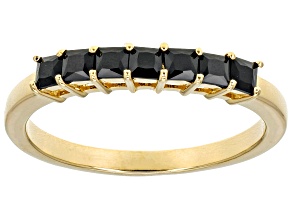 Pre-Owned Black Spinel 18k Yellow Gold Over Sterling Silver Ring 0.50ctw