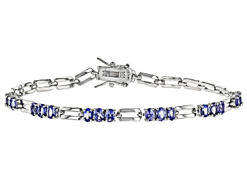 Picture of Pre-Owned Blue Tanzanite Rhodium Over Sterling Silver Bracelet 2.45ctw