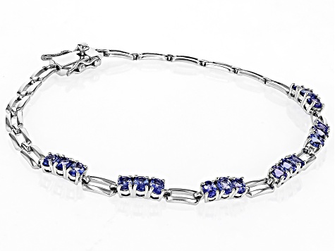 Pre-Owned Blue Tanzanite Rhodium Over Sterling Silver Bracelet 2.45ctw