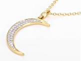 Pre-Owned White Lab-Grown Diamond 14k Yellow Gold Over Sterling Silver Moon Pendant With Chain 0.15c