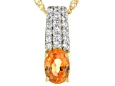Pre-Owned Orange Mandarin Garnet 18K Yellow Gold Over Silver Pendant With Chain 1.02ctw