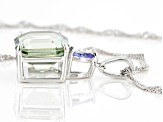 Pre-Owned Green Prasiolite Rhodium Over Silver Pendant With Chain 3.86ctw