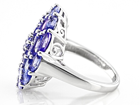 Pre-Owned Blue Tanzanite Rhodium Over Sterling Silver Ring 5.40ctw