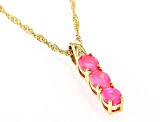 Pre-Owned Pink Ethiopian Opal with Zircon 18k Yellow Gold Over Sterling Silver Pendant with Chain 0.