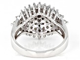 Pre-Owned White Diamond Rhodium Over Sterling Silver Cluster Ring 1.20ctw