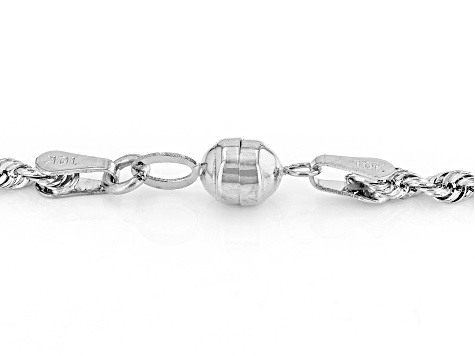 Pre-Owned 10k White Gold 2.05mm Silk Rope 20 Inch Chain With 10k White Gold Magnetic Clasp