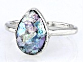 Pre-Owned 12x8mm Roman Glass Sterling Silver Solitaire Ring