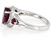 Pre-Owned Red Ruby Rhodium Over Sterling Silver Heart Ring 2.24ctw