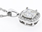 Pre-Owned Strontium Titanate and white zircon rhodium over sterling silver pendant 3.63ctw.