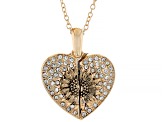 Pre-Owned White Crystal Two-Tone "You Are Always In My Heart" Pendant With Chain