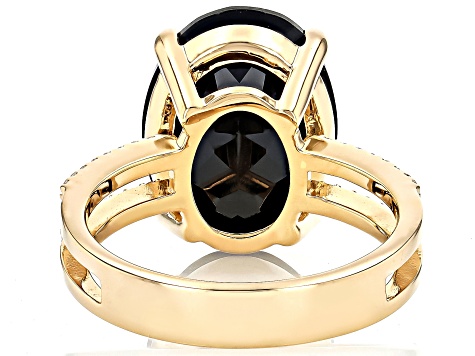 Pre-Owned Black Spinel with White Zircon 18k Yellow Gold over Sterling Silver Ring 9.90ctw