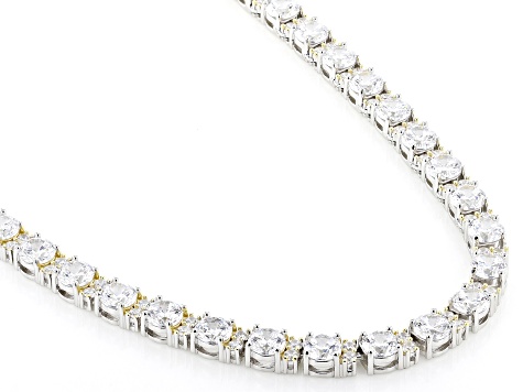 Pre-Owned White Cubic Zirconia Platineve® Tennis Necklace 58.40ctw