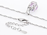 Pre-Owned Pink Kunzite Rhodium Over Sterling Silver Pendant With Chain 3.35ctw
