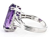 Pre-Owned Purple African Amethyst With White Zircon Rhodium Over Sterling Silver Ring 6.47ctw