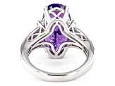 Pre-Owned Purple African Amethyst With White Zircon Rhodium Over Sterling Silver Ring 6.47ctw
