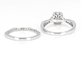 Pre-Owned White Diamond Rhodium Over Sterling Silver Halo Ring With Matching Band 0.50ctw