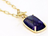 Pre-Owned Purple Composite Turquoise 18k Yellow Gold Over Sterling Silver Paperclip Necklace