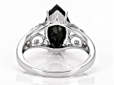 Pre-Owned Black Spinel Rhodium Over Sterling Silver Solitaire Ring 2.70ct