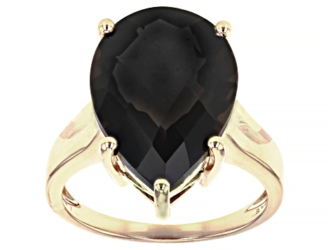 Pre-Owned Brown Smoky Quartz 18k Yellow Gold Over Sterling Silver Ring 9.00ct