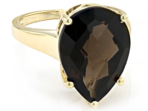 Pre-Owned Brown Smoky Quartz 18k Yellow Gold Over Sterling Silver Ring 9.00ct