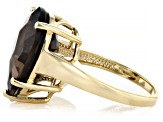 Pre-Owned Brown Smoky Quartz 18k Yellow Gold Over Sterling Silver Ring 9.00ct