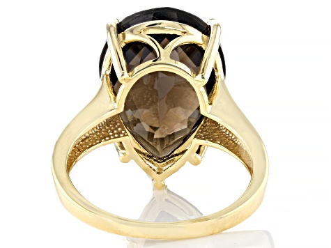 Pre-Owned Brown Smoky Quartz 18k Yellow Gold Over Sterling Silver Ring 9.00ct