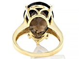Pre-Owned Brown Smoky Quartz 18k Yellow Gold Over Sterling Silver Ring 9.00ct