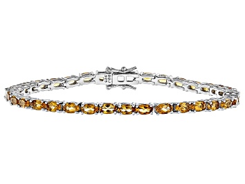 Picture of Pre-Owned Yellow Citrine Rhodium Over Sterling Silver Tennis Bracelet 6.55ctw