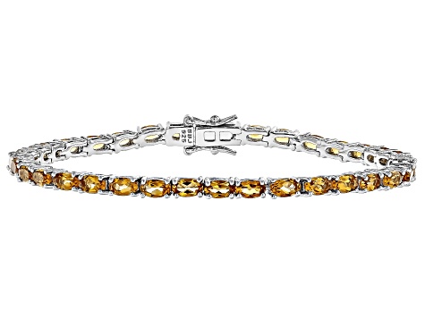 Pre-Owned Yellow Citrine Rhodium Over Sterling Silver Tennis Bracelet 6.55ctw