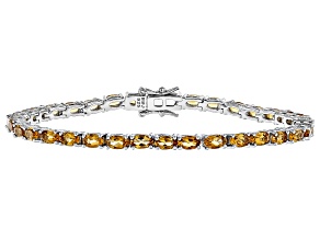Pre-Owned Yellow Citrine Rhodium Over Sterling Silver Tennis Bracelet 6.55ctw