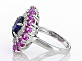 Pre-Owned Blue Lab Created Sapphire Rhodium Over Sterling Silver Ring 5.54ctw