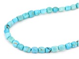 Pre-Owned Tumbled Turquoise Rhodium Over Sterling Silver 18" Beaded Necklace