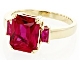 Pre-Owned Lab Created Ruby 18k Yellow Gold Over Sterling Silver Ring 3.84ctw