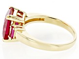 Pre-Owned Lab Created Ruby 18k Yellow Gold Over Sterling Silver Ring 3.84ctw