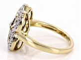 Pre-Owned Champagne And White Diamond 10k Yellow Gold Cluster Ring 0.75ctw