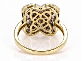 Pre-Owned Champagne And White Diamond 10k Yellow Gold Cluster Ring 0.75ctw