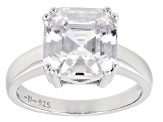 Pre-Owned White Cubic Zirconia Rhodium Over Sterling Silver Asscher Cut Ring 6.98ctw