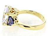 Pre-Owned Blue And White Cubic Zirconia 18k Yellow Gold Over Sterling Silver Ring 11.23ctw