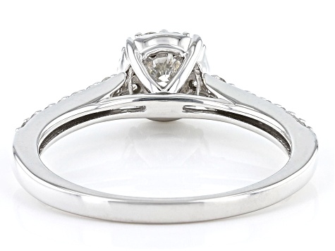 Pre-Owned White Diamond 10k White Gold Halo Ring 0.50ctw